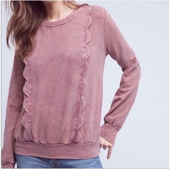 Anthropologie eri + ali Weckerlie Scalloped Sweatshirt - Picture 1 of 8